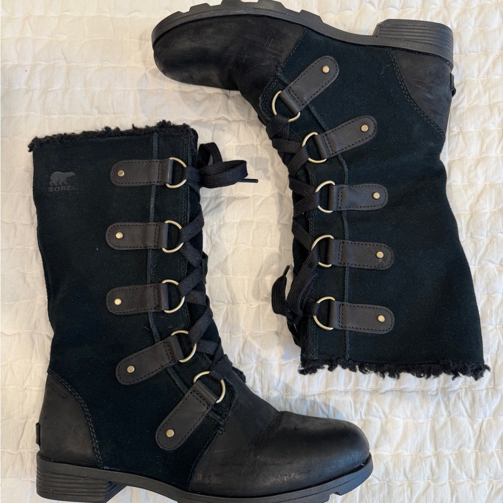 Sorel Black Lace Up Women's Boots